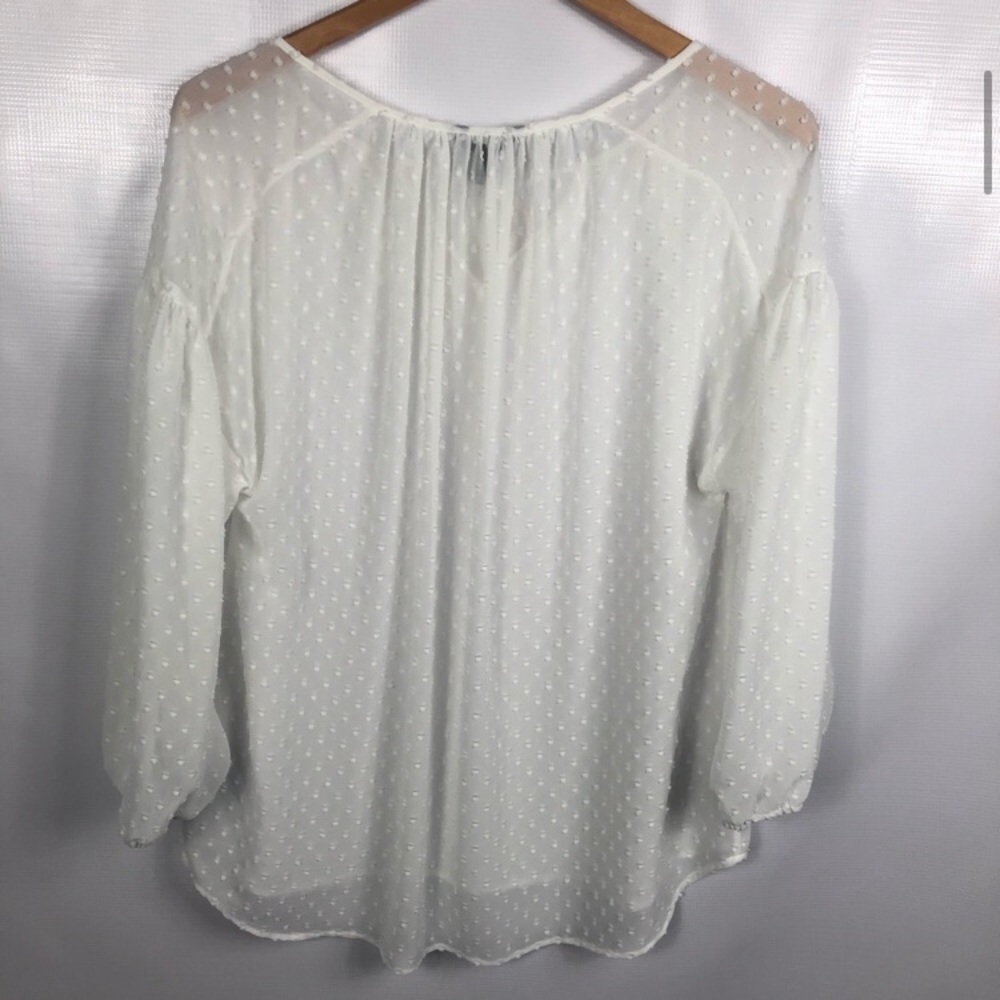 Chaps Boho Sheer Polka Dot Blouse - image 2